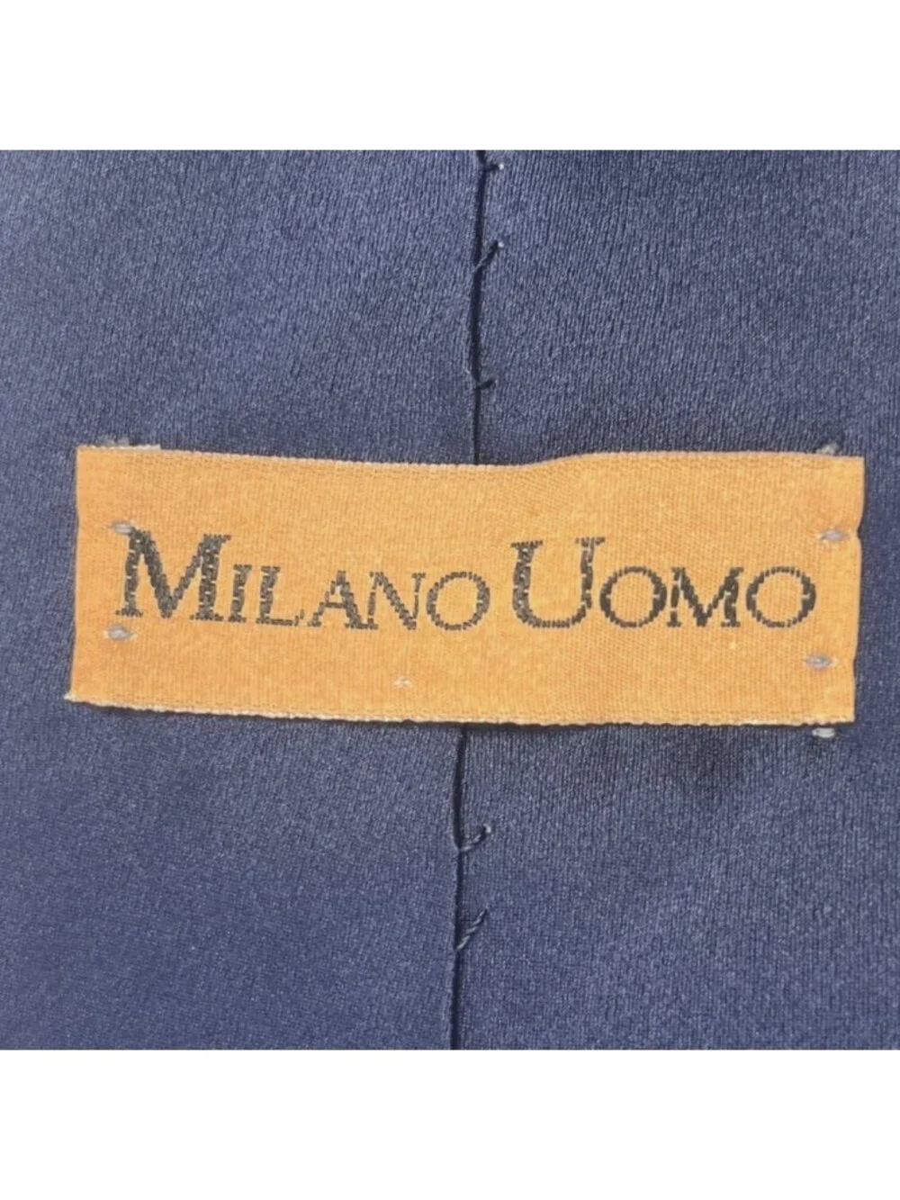 Vintage Milano Uomo Hand Stitched Solid Navy Blue Imported Silk Tie (3/$15)